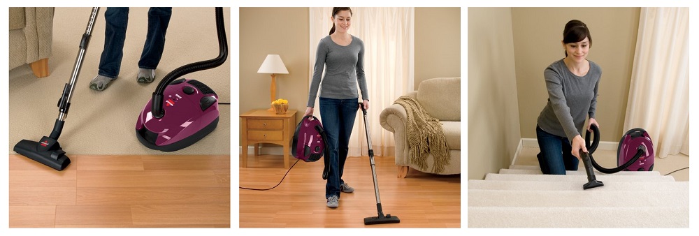 Bissell Zing Bagged Canister Vacuum, Maroon, 4122 - Corded