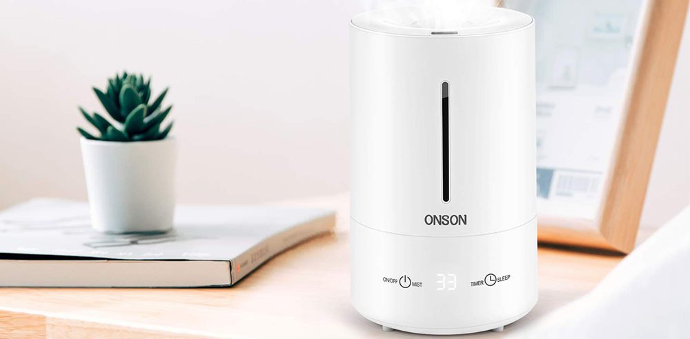 ONSON 2019 Humidifier, 4.5L Ultrasonic Cool Mist Humidifier for Bedroom Baby Home, Large Room Vaporizer Humidifying Unit with Whisper-Quiet, Auto Shut-Off, 24h Air Humidifying(White)